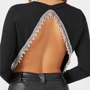 Black Rhinestone Sweater - NEW with Tags